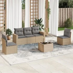 Garden sofa set with cushions 6 pieces beige synthetic rattan by , Modular outdoor sofas - Ref: Foro24-3251136, Price: 399,34...