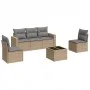 Garden sofa set with cushions 6 pieces beige synthetic rattan by , Modular outdoor sofas - Ref: Foro24-3251136, Price: 399,34...