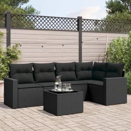 6-piece garden sofa set and black synthetic rattan cushions by , Modular outdoor sofas - Ref: Foro24-3251272, Price: 415,79 €...