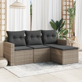 4-piece garden sofa set and gray synthetic rattan cushions by , Garden sets - Ref: Foro24-3218860, Price: 235,26 €, Discount: %