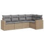 Gartensofa-Set mit Kissen, 5-teilig, beiges synthetisches Rattan von , Gartensets - Ref: Foro24-3218919, Preis: 338,46 €, Rab...