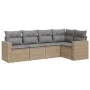 Gartensofa-Set mit Kissen, 5-teilig, beiges synthetisches Rattan von , Gartensets - Ref: Foro24-3218919, Preis: 331,84 €, Rab...