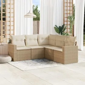 Gartensofa-Set mit Kissen, 5-teilig, beiges synthetisches Rattan von , Gartensets - Ref: Foro24-3218938, Preis: 375,06 €, Rab...