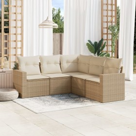 Juego de sofás jardín con cojines 5 pzas ratán sintético beige de , Conjuntos de jardín - Ref: Foro24-3218938, Precio: 348,99...