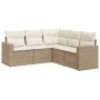 Garden sofa set with cushions 5 pieces beige synthetic rattan by , Garden sets - Ref: Foro24-3218938, Price: 375,06 €, Discou...