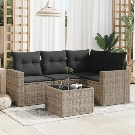 Garden sofa set with cushions 5 pieces gray synthetic rattan by , Garden sets - Ref: Foro24-3218910, Price: 316,12 €, Discoun...