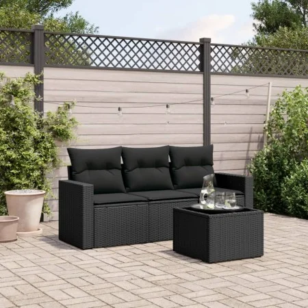 4-piece garden sofa set with black synthetic rattan cushions by , Modular outdoor sofas - Ref: Foro24-3251002, Price: 287,58 ...
