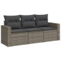 3-teiliges Gartensofa-Set und graue synthetische Rattankissen von , Modulare Sofas für den Außenbereich - Ref: Foro24-3250997...
