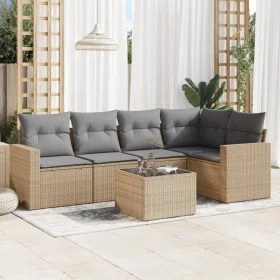 Garden sofa set with cushions 6 pieces beige synthetic rattan by , Modular outdoor sofas - Ref: Foro24-3251276, Price: 440,88...