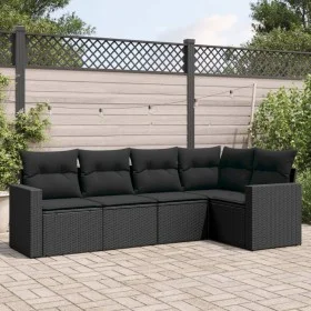 5-piece garden furniture set and black synthetic rattan cushions by , Modular outdoor sofas - Ref: Foro24-3251262, Price: 366...