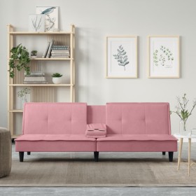 Rosafarbenes Samtschlafsofa mit Getränkehalter von , Sofas - Ref: Foro24-351923, Preis: 284,64 €, Rabatt: %