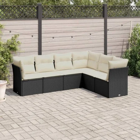 6-teiliges Gartensofa-Set und schwarze synthetische Rattankissen von , Gartensets - Ref: Foro24-3217676, Preis: 370,33 €, Rab...
