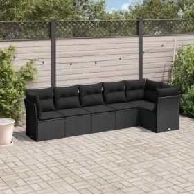 6-teiliges Gartensofa-Set und schwarze synthetische Rattankissen von , Gartensets - Ref: Foro24-3217655, Preis: 402,36 €, Rab...