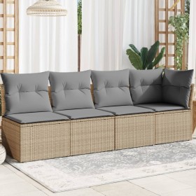 4-seater garden sofa with beige synthetic rattan cushions by , Outdoor sofas - Ref: Foro24-366088, Price: 243,14 €, Discount: %