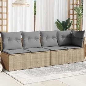 4-Sitzer-Gartensofa mit beigen synthetischen Rattankissen von , Outdoor-Sofas - Ref: Foro24-366088, Preis: 239,34 €, Rabatt: %
