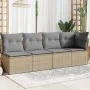 4-Sitzer-Gartensofa mit beigen synthetischen Rattankissen von , Outdoor-Sofas - Ref: Foro24-366088, Preis: 239,34 €, Rabatt: %