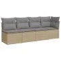 4-Sitzer-Gartensofa mit beigen synthetischen Rattankissen von , Outdoor-Sofas - Ref: Foro24-366088, Preis: 239,34 €, Rabatt: %