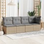 4-Sitzer-Gartensofa mit beigen synthetischen Rattankissen von , Outdoor-Sofas - Ref: Foro24-366088, Preis: 243,14 €, Rabatt: %