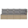 4-Sitzer-Gartensofa mit beigen synthetischen Rattankissen von , Outdoor-Sofas - Ref: Foro24-366088, Preis: 243,14 €, Rabatt: %