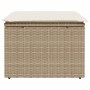 Taburete de jardín con cojín ratán sintético beige 55x55x37cm de , Otomanas de exterior - Ref: Foro24-366057, Precio: 65,74 €