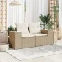 2-seater garden sofa with cushions, beige synthetic rattan by , Outdoor sofas - Ref: Foro24-366081, Price: 221,60 €, Discount: %