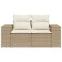 2-seater garden sofa with cushions, beige synthetic rattan by , Outdoor sofas - Ref: Foro24-366081, Price: 221,60 €, Discount: %
