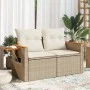 Sofá de jardín con cojines de 2 plazas ratán sintético beige de , Sofás de exterior - Ref: Foro24-366083, Precio: 187,19 €, D...