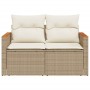2-Sitzer-Gartensofa mit Kissen, beiges synthetisches Rattan von , Outdoor-Sofas - Ref: Foro24-366083, Preis: 191,45 €, Rabatt: %