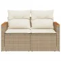 2-Sitzer-Gartensofa mit Kissen, beiges synthetisches Rattan von , Outdoor-Sofas - Ref: Foro24-366083, Preis: 187,88 €, Rabatt: %