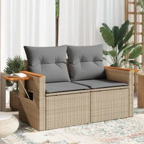 2-seater garden sofa with cushions, beige synthetic rattan by , Outdoor sofas - Ref: Foro24-366110, Price: 172,69 €, Discount: %