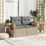 2-Sitzer-Gartensofa mit Kissen, beiges synthetisches Rattan von , Outdoor-Sofas - Ref: Foro24-366110, Preis: 172,69 €, Rabatt: %
