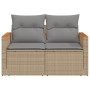 2-Sitzer-Gartensofa mit Kissen, beiges synthetisches Rattan von , Outdoor-Sofas - Ref: Foro24-366110, Preis: 179,20 €, Rabatt: %