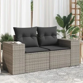 Gartensofa mit Kissen, 2-Sitzer, graues synthetisches Rattan von , Outdoor-Sofas - Ref: Foro24-366125, Preis: 180,94 €, Rabat...