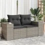 Sofá de jardín con cojines 2 plazas ratán sintético gris de , Sofás de exterior - Ref: Foro24-366125, Precio: 182,31 €, Descu...