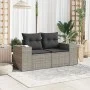 Sofá de jardín con cojines 2 plazas ratán sintético gris de , Sofás de exterior - Ref: Foro24-366125, Precio: 182,31 €, Descu...