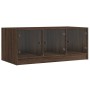 Mesa de centro con puertas de vidrio marrón roble 102x50x42 cm de , Mesas de centro - Ref: Foro24-836419, Precio: 81,15 €, De...