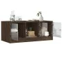 Coffee table with oak brown glass doors 102x50x42 cm by , Coffee table - Ref: Foro24-836419, Price: 80,14 €, Discount: %