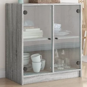 Zusatzgarderobe mit Glastüren in Sonoma-Grau, 68 x 37 x 75,5 cm von , Sideboards - Ref: Foro24-836425, Preis: 79,70 €, Rabatt: %