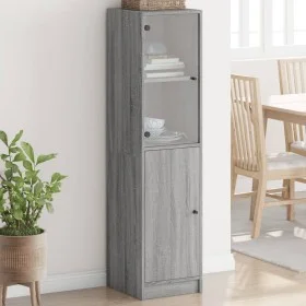 Sideboard mit Glastür in Sonoma-Grau, 35 x 37 x 142 cm von , Sideboards - Ref: Foro24-836446, Preis: 85,63 €, Rabatt: %