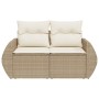 2-Sitzer-Gartensofa mit Kissen, beiges synthetisches Rattan von , Outdoor-Sofas - Ref: Foro24-366062, Preis: 200,78 €, Rabatt: %