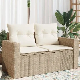2-seater garden sofa with cushions, beige synthetic rattan by , Outdoor sofas - Ref: Foro24-366060, Price: 174,22 €, Discount: %