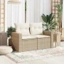2-seater garden sofa with cushions, beige synthetic rattan by , Outdoor sofas - Ref: Foro24-366060, Price: 173,94 €, Discount: %