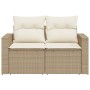 2-seater garden sofa with cushions, beige synthetic rattan by , Outdoor sofas - Ref: Foro24-366060, Price: 167,11 €, Discount: %