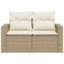 2-seater garden sofa with cushions, beige synthetic rattan by , Outdoor sofas - Ref: Foro24-366060, Price: 173,94 €, Discount: %