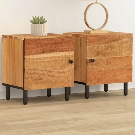 Bedside tables 2 units solid acacia wood 40x33x46 cm by , Nightstands - Ref: Foro24-356852, Price: 73,04 €, Discount: %