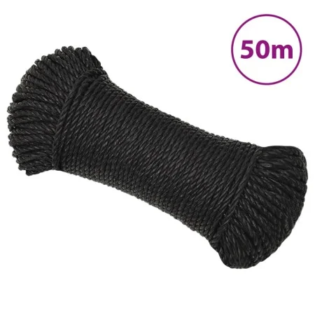 Black 3 mm 50 m polypropylene work rope by , Ropes and metal cords - Ref: Foro24-152997, Price: 11,91 €, Discount: %