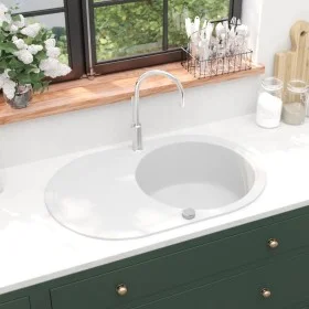 Granite kitchen sink with one white oval basin by vidaXL, Sinks - Ref: Foro24-144867, Price: 198,36 €, Discount: %