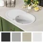 Küchenspüle aus Granit mit weißer ovaler Schüssel von vidaXL, Sinkt - Ref: Foro24-144867, Preis: 198,29 €, Rabatt: %