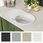 Küchenspüle aus Granit mit weißer ovaler Schüssel von vidaXL, Sinkt - Ref: Foro24-144867, Preis: 193,95 €, Rabatt: %