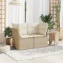 Garden sofa with 2-seater synthetic beige rattan cushions by , Outdoor sofas - Ref: Foro24-366052, Price: 162,65 €, Discount: %